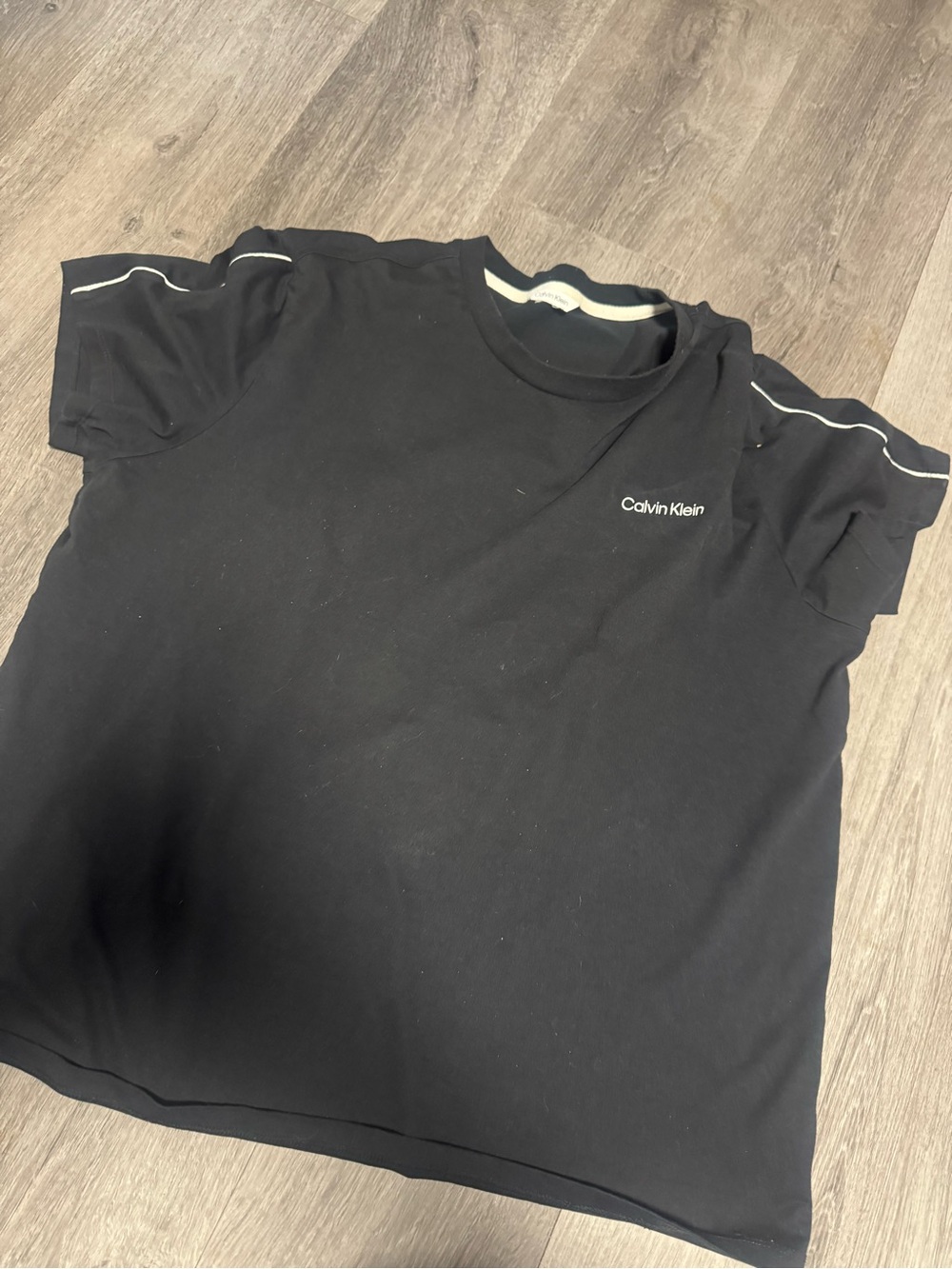 Calvin Klein Black Short Sleeve Crewneck Tee with White Piping